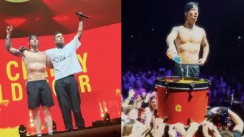 Fã é flagrada tentando levar embora tambor do Twenty One Pilots após show em Manchester. Veja!